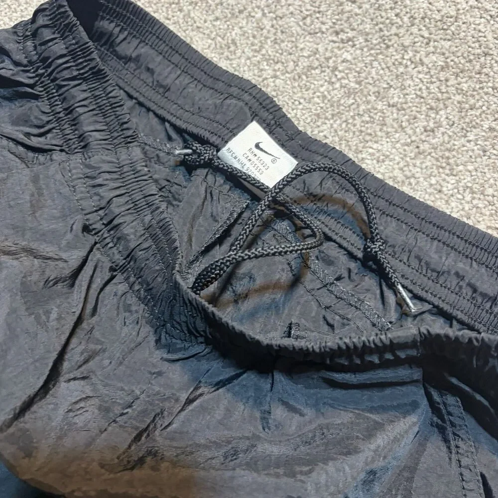 Nike Vintage Track Pants Mens M Black Nylon Windbreaker Joggers Zip Ankle 90's